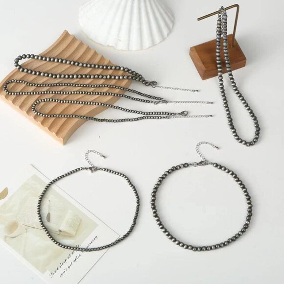 Western Jewelry Navajo Pearl Turquoise Necklace for Women Handmade Layered Long - Picture 7 of 8